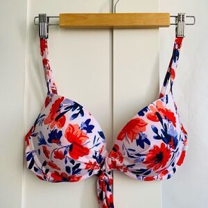 La Vie en Rose Aqua floral ruched padded bikini top